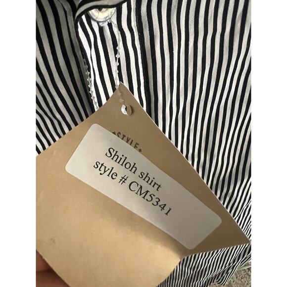 Black White Stripe Shiloh shirt Mens western cowboy costume Frontier Classics L - Picture 4 of 5